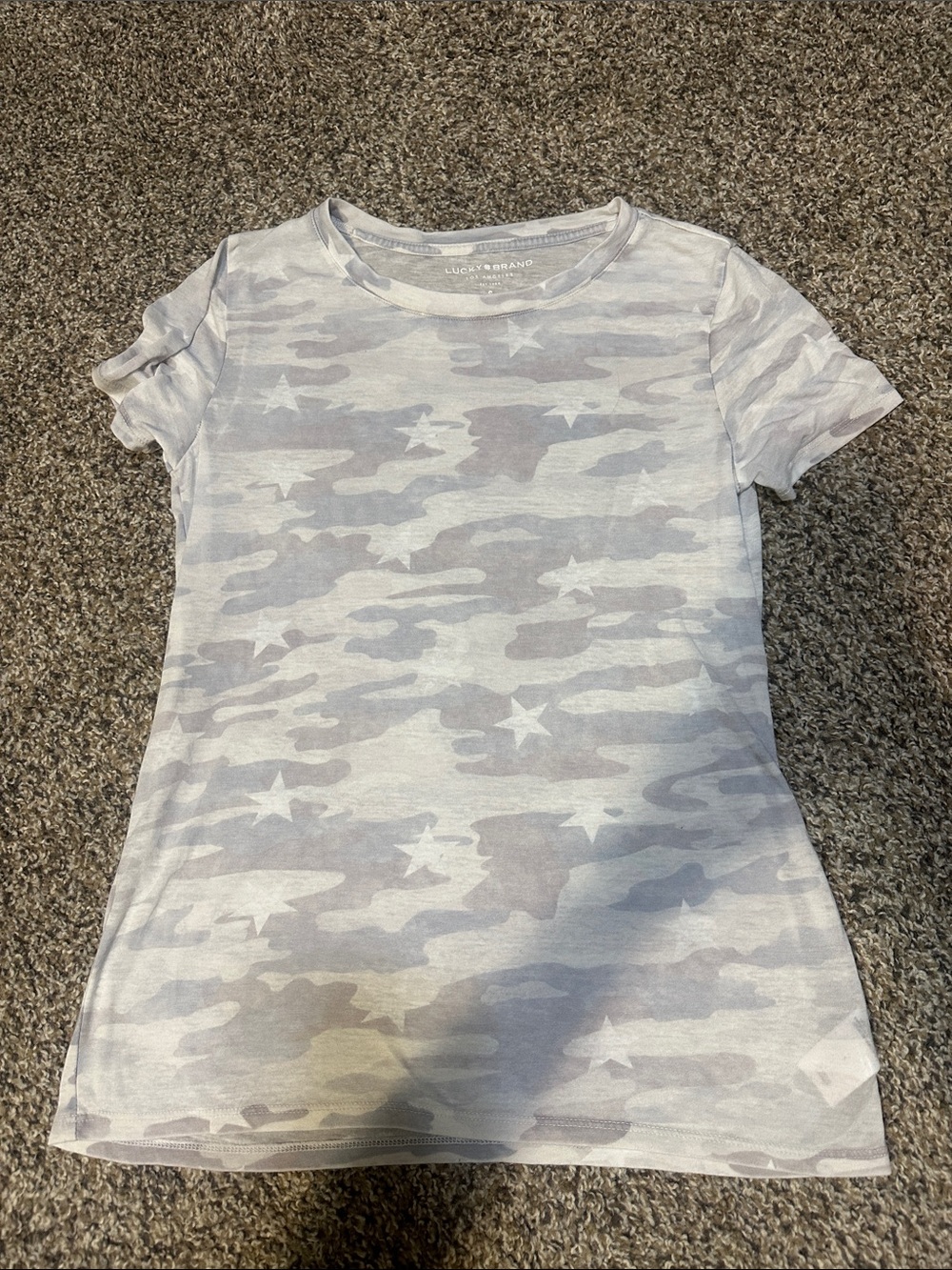 Lucky Brand Kids Short Sleeve Camo Star Tee - Light Gray